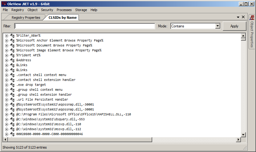 White Oak Security clicked the “Registry” menu, and then selected the “CLSIDs By Name” option.