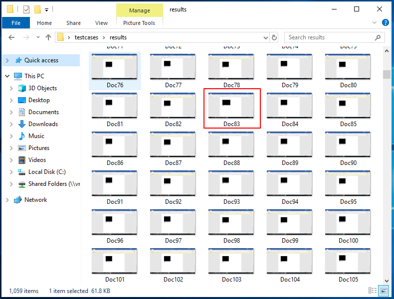 White Oak Security's screenshot shows several screen capture files, one is not like the others... Doc 83 is highlighted.