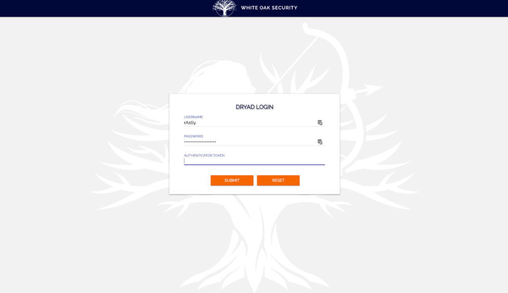 DRYAD login page says to Enter your username (case-sensitive) and password