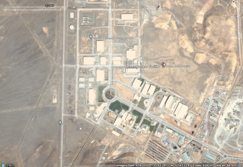 Natanz Nuclear Enrichment Facility, Iran, affected by the Stuxnet worm in 2010 Google earth photo
