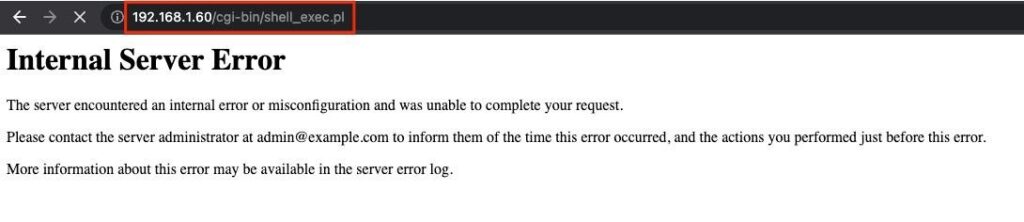 shell exec internal server error screenshot by White Oak Security