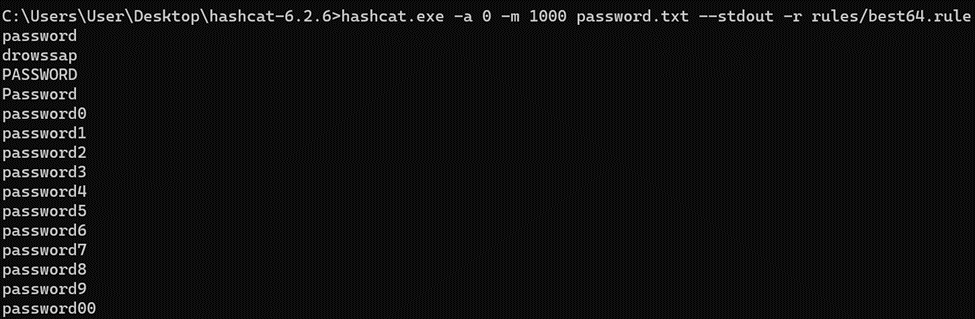 screenshot by White Oak Security shows password list of password1
password2
password3, etc
