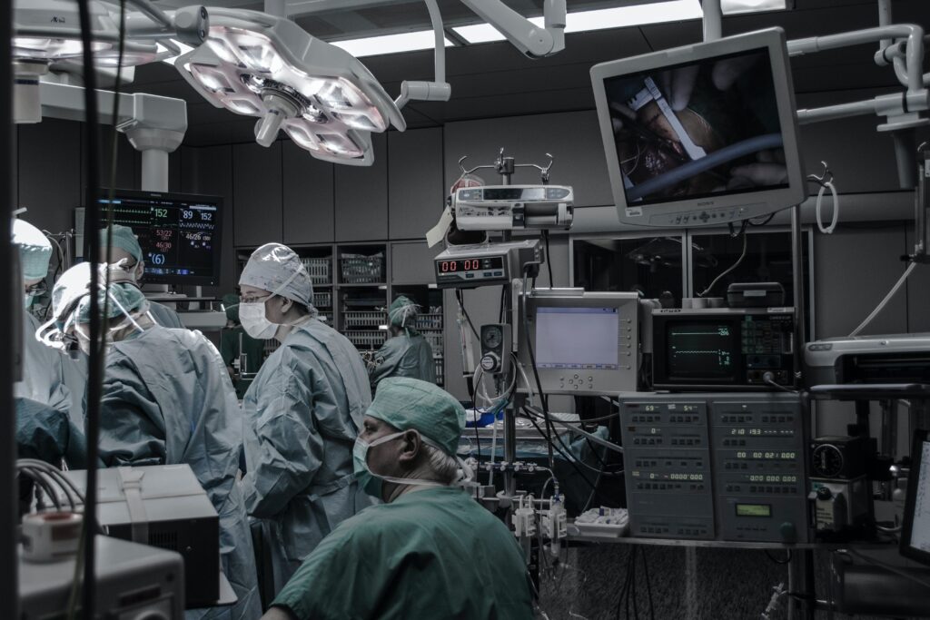 Health industry threats blog by white oak security shows image of various medical devices in an operation room